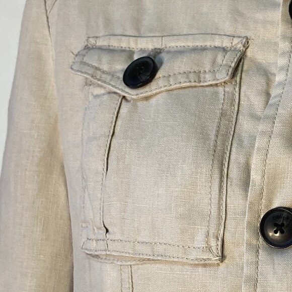 Celio SZ S Linen Military style utility  jacket wheat color essential - Picture 4 of 12